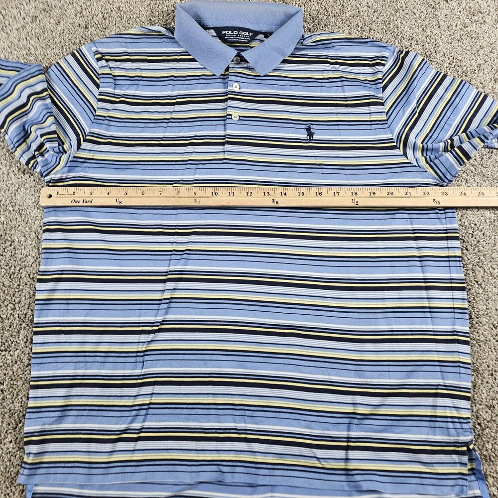 Vintage Polo Ralph Lauren Shirt Mens Large Blue Striped Pima Casual Golf Preppy - Picture 7 of 11